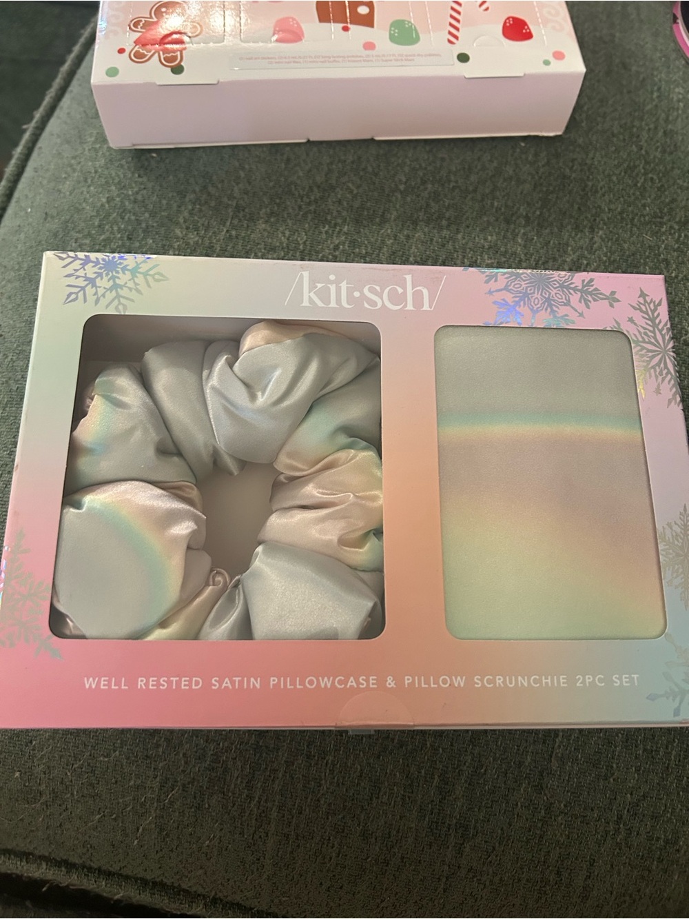 kitsch Satin Pillowcase & Scrunchie Set in Iridescent rainbow